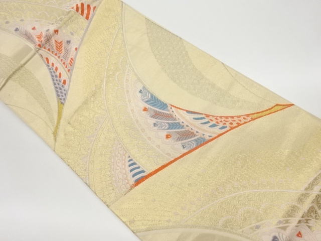 JAPANESE KIMONO / VINTAGE FUKURO OBI / WOVEN ABSTRACT BIRDS